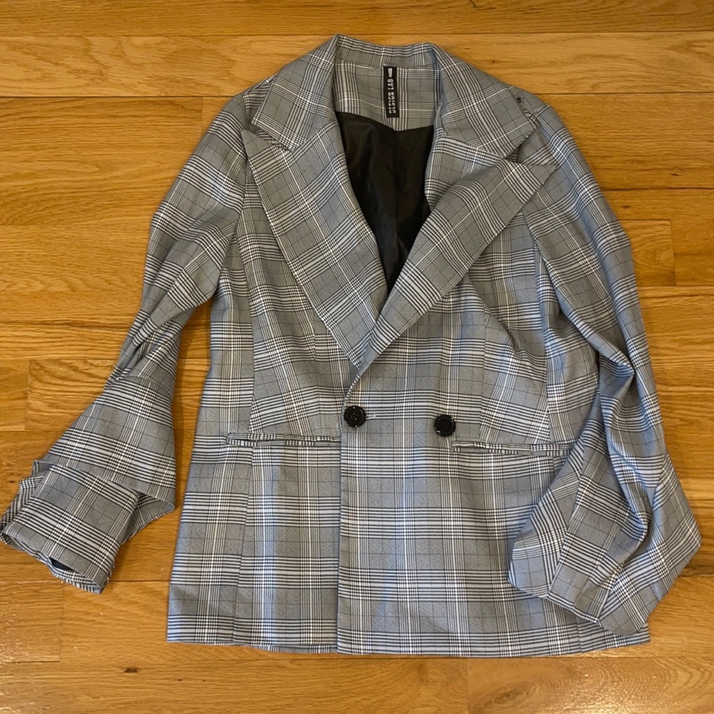 Lightweight, Oversized Patterned Gray Blazer - image 1